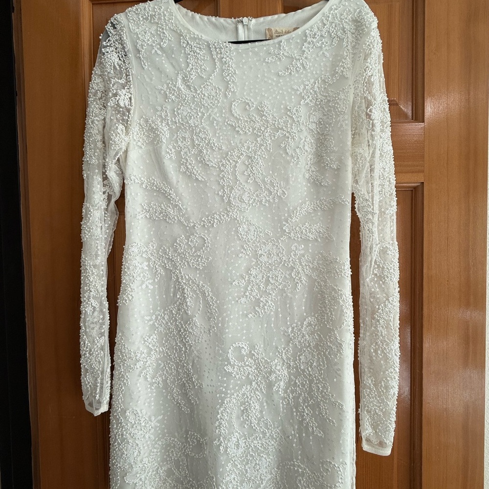 Elegant White Lace Long-Sleeve Mini Dress - Alter’d State - Picture 5 of 5